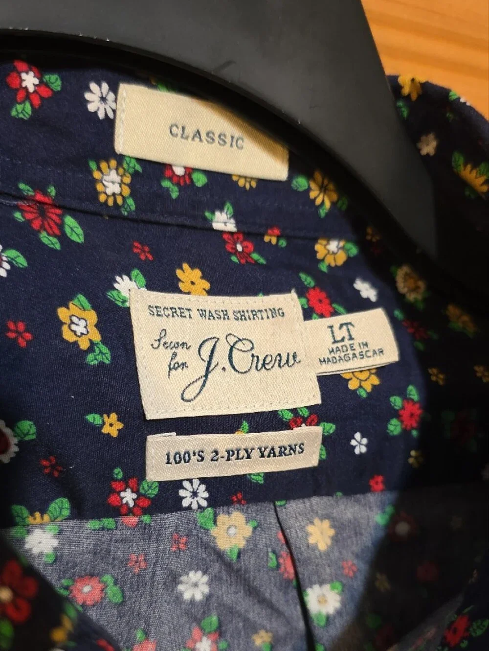J.Crew Secret Wash Shirting Navy Ditsy Floral Button Down LT Classic Fit